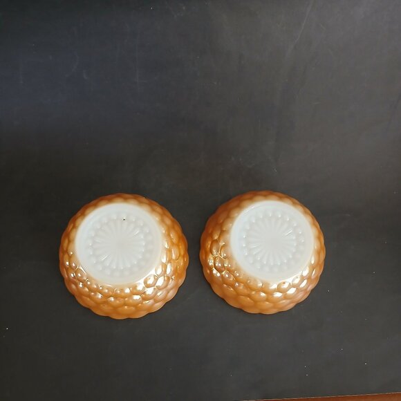 1950s Fire King Anchor Hocking PEACH LUSTRE Bubble 2 Bowls - Picture 9 of 9